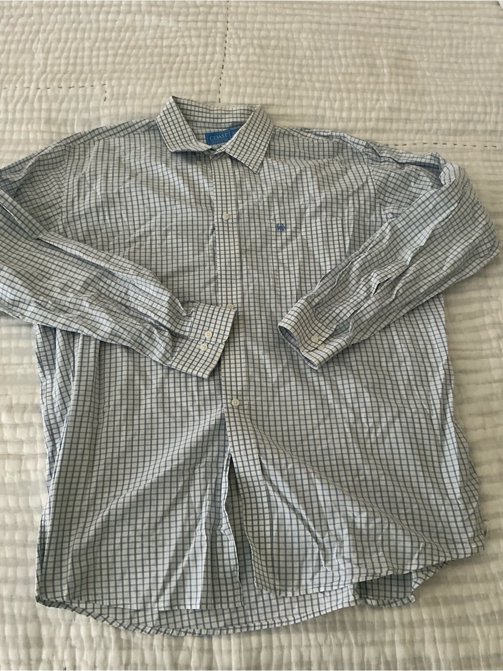 Men's Casual Button-Down Shirt in Light Blue Check